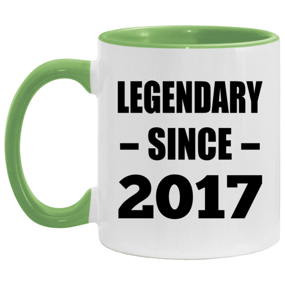 7th Birthday Legendary Since 2017 - 11oz Accent Mug Green