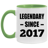 7th Birthday Legendary Since 2017 - 11oz Accent Mug Green