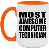 Most Awesome Computer Technician - 15oz Accent Mug Orange