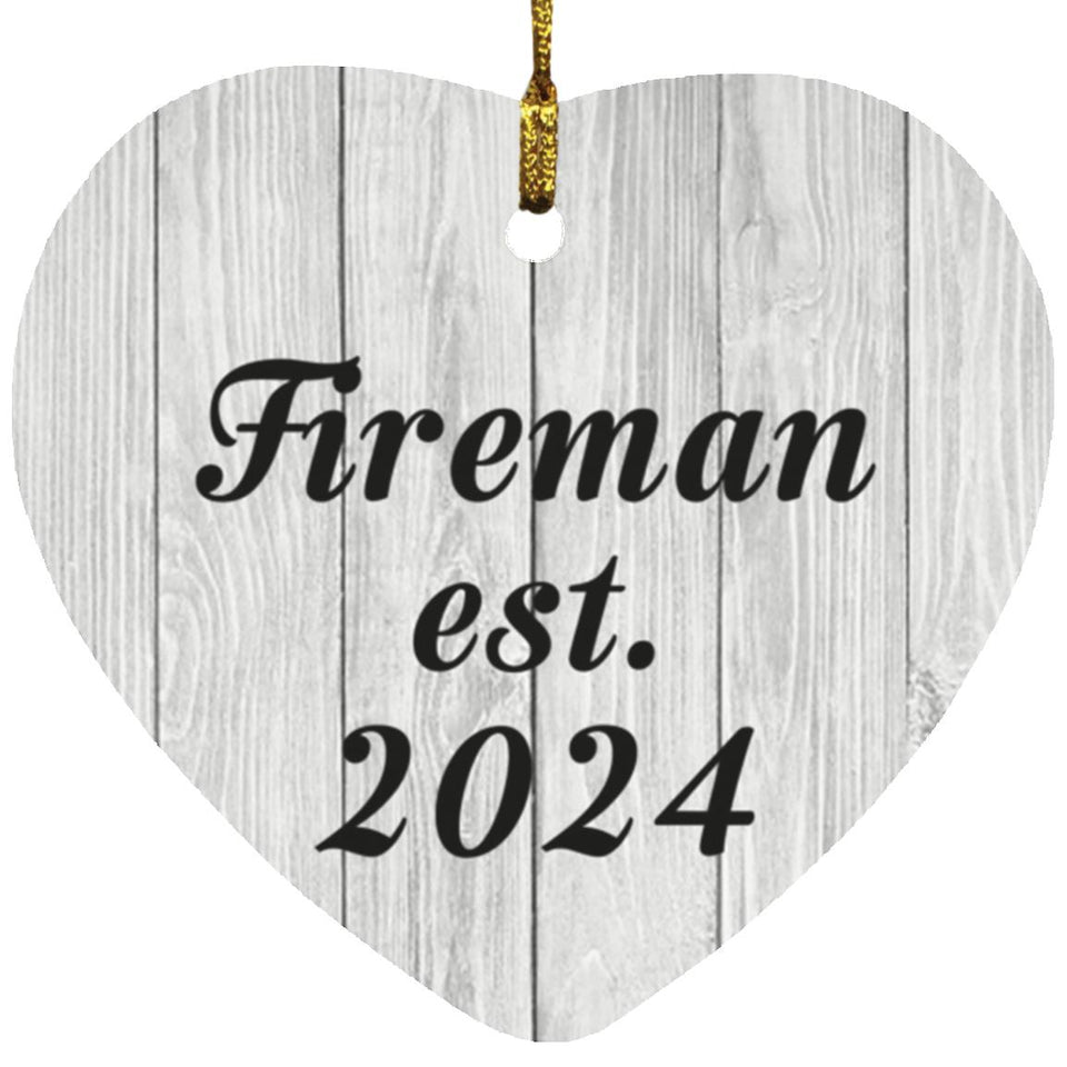 Fireman Established Est. 2024 - Heart Ornament F