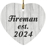 Fireman Established Est. 2024 - Heart Ornament F