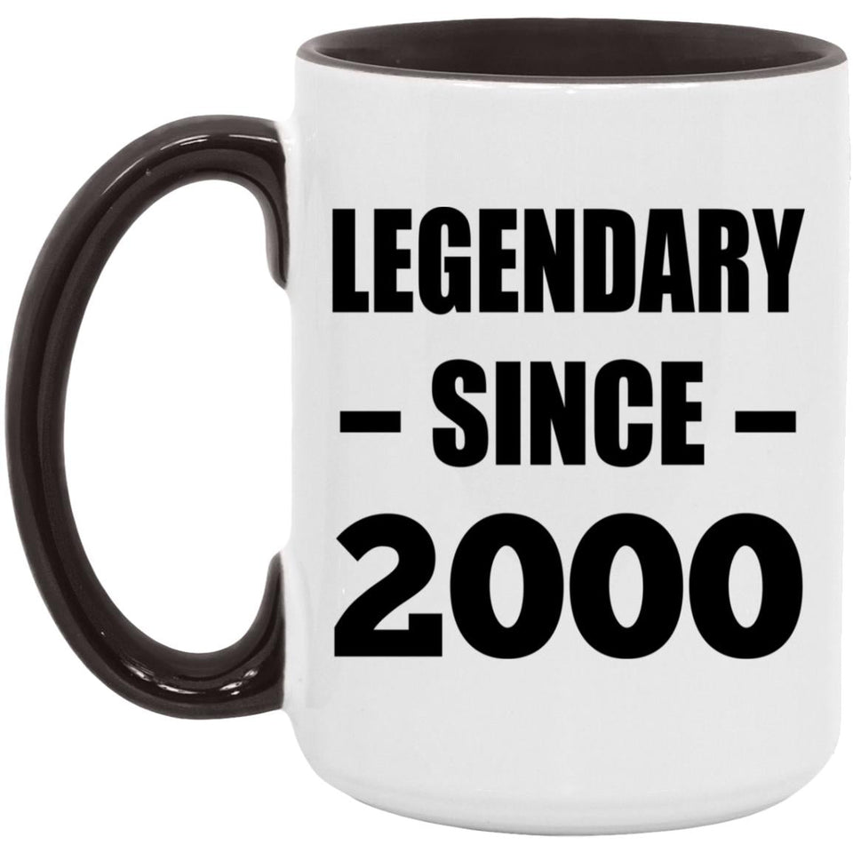 24th Birthday Legendary Since 2000 - 15oz Accent Mug Black