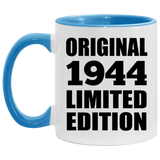 80th Birthday Original 1944 Limited Edition - 11oz Accent Mug Blue