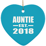 Auntie Established EST. 2018 - Heart Ornament