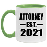 Attorney Established EST. 2021 - 11oz Accent Mug Green
