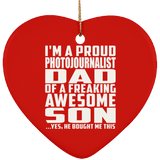 Proud Photojournalist Dad Of Awesome Son - Heart Ornament