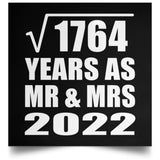 42nd Anniversary Square Root of 1764 Years As Mr & Mrs 2022 - Poster Square