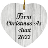 First Christmas As Aunt 2022 - Heart Ornament F