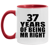 37th Anniversary 37 Years Of Being Mr Right - 11oz Accent Mug Red