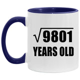 99th Birthday Square Root of 9801 Years Old - 11oz Accent Mug Purple