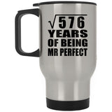 24th Anniversary Square Root of 576 Years of Mr Perfect - Silver Travel Mug
