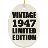 77th Birthday Vintage 1947 Limited Edition - Oval Ornament