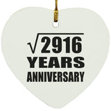 54th Anniversary Square Root of 2916 Years Anniversary - Heart Ornament
