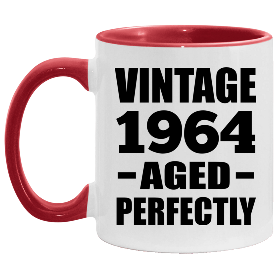 60th Birthday Vintage 1964 Aged Perfectly - 11oz Accent Mug Red