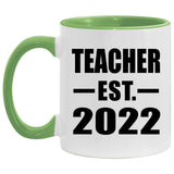 Teacher Established EST. 2022 - 11oz Accent Mug Green