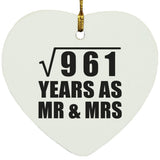 31st Anniversary Square Root of 961 Years As Mr & Mrs - Heart Ornament