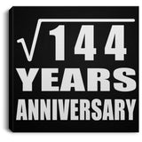 12th Anniversary Square Root of 144 Years Anniversary - Canvas Square