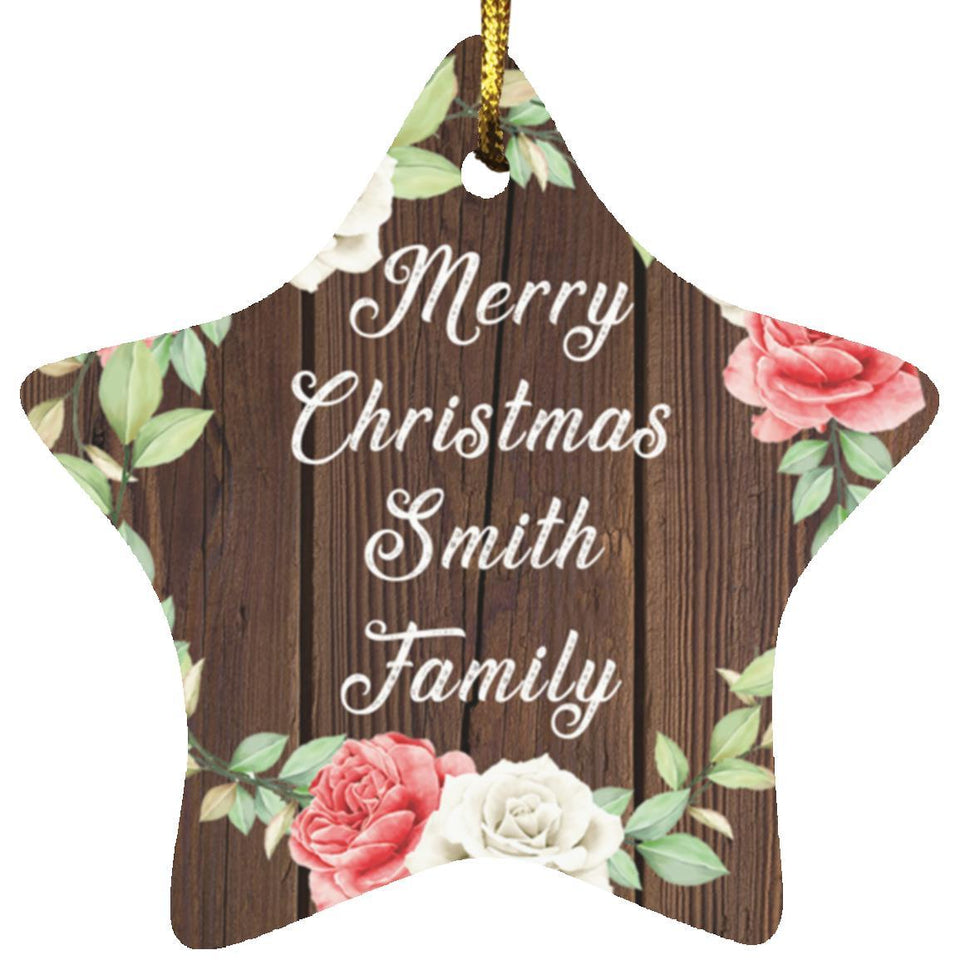 Merry Christmas Smith Family - Star Ornament A