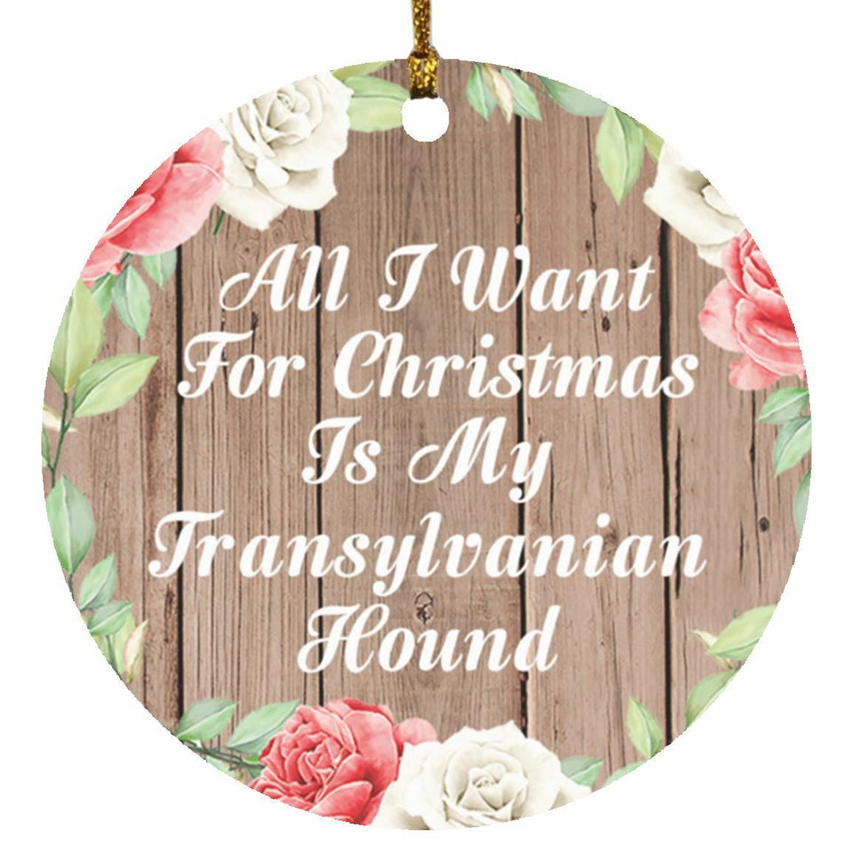 All I Want For Christmas Is My Transylvanian Hound - Circle Ornament B
