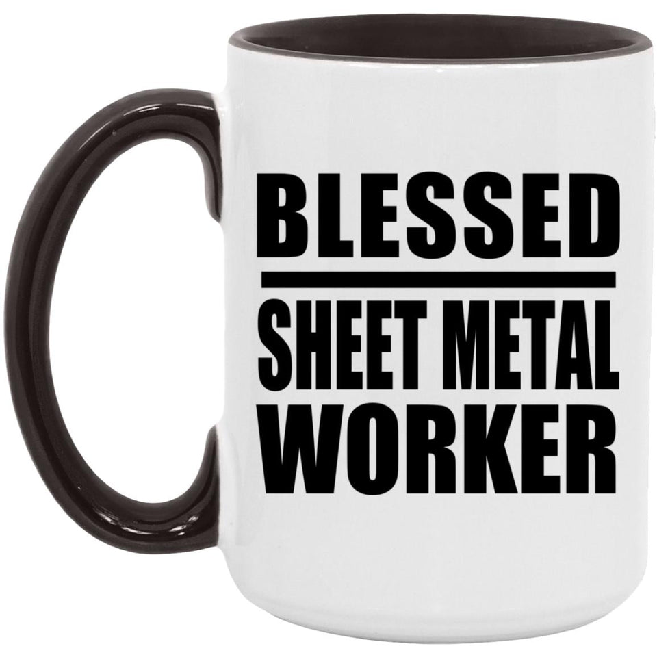 Blessed Sheet Metal Worker - 15oz Accent Mug Black