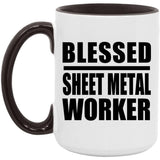 Blessed Sheet Metal Worker - 15oz Accent Mug Black