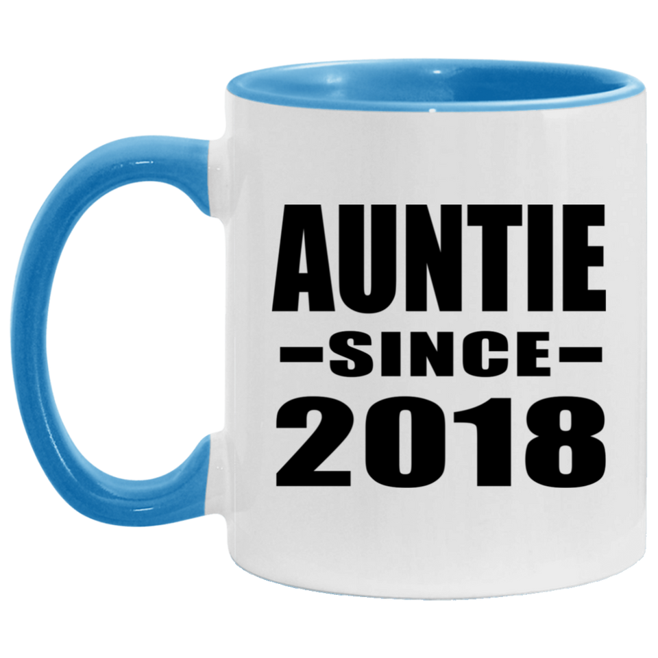 Auntie Since 2018 - 11oz Accent Mug Blue