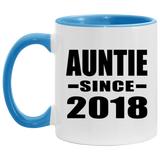 Auntie Since 2018 - 11oz Accent Mug Blue