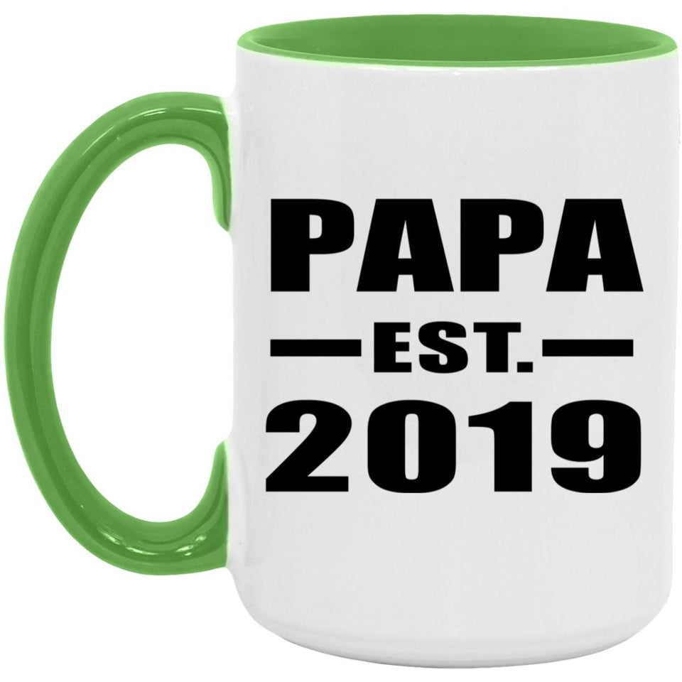 Papa Established EST. 2019 - 15oz Accent Mug Green