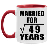 7th Anniversary Married For Square Root of 49 Years - 11oz Accent Mug Red