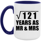 11th Anniversary Square Root of 121 Years As Mr & Mrs - 15oz Accent Mug Purple