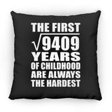 97th Birthday Square Root of 9409 Years of Childhood - Throw Pillow Black