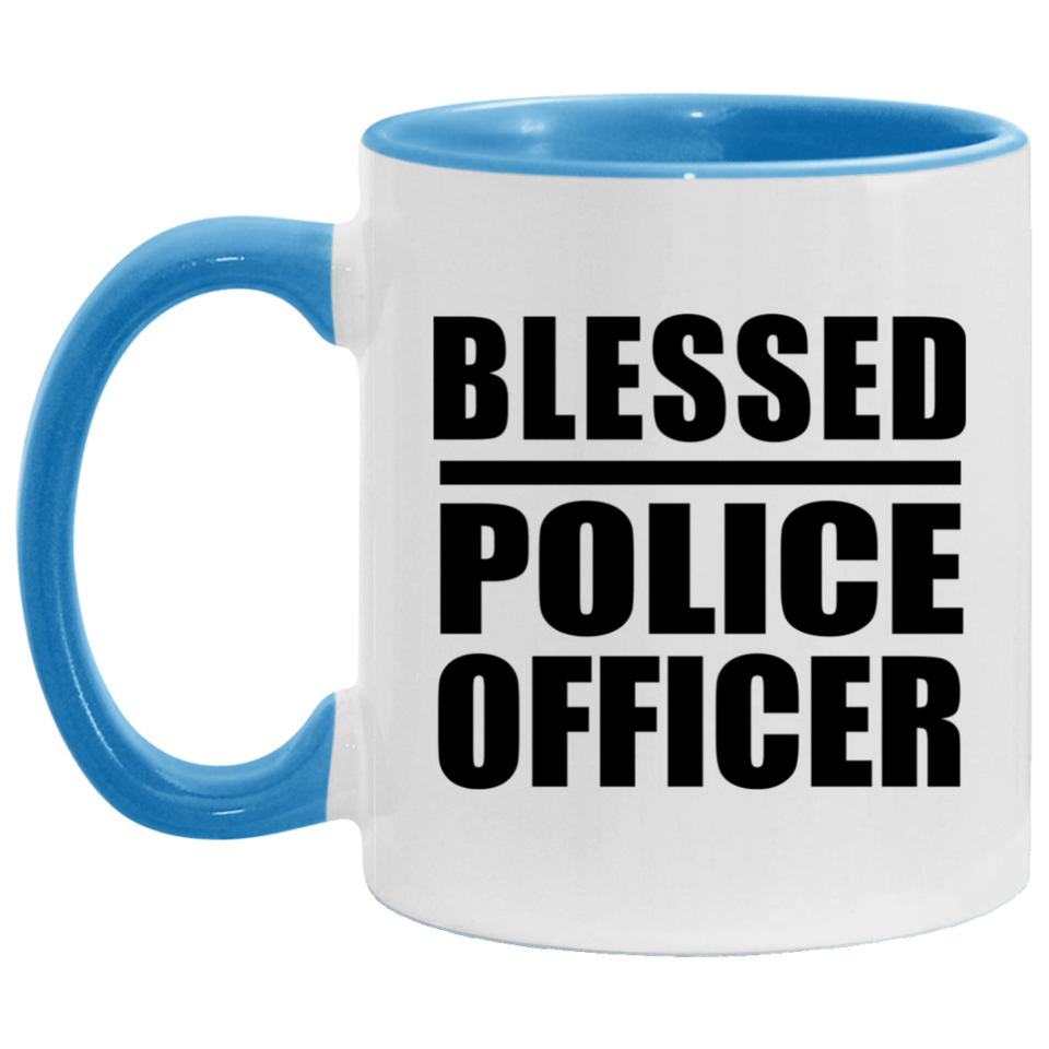 Blessed Police Officer - 11oz Accent Mug Blue