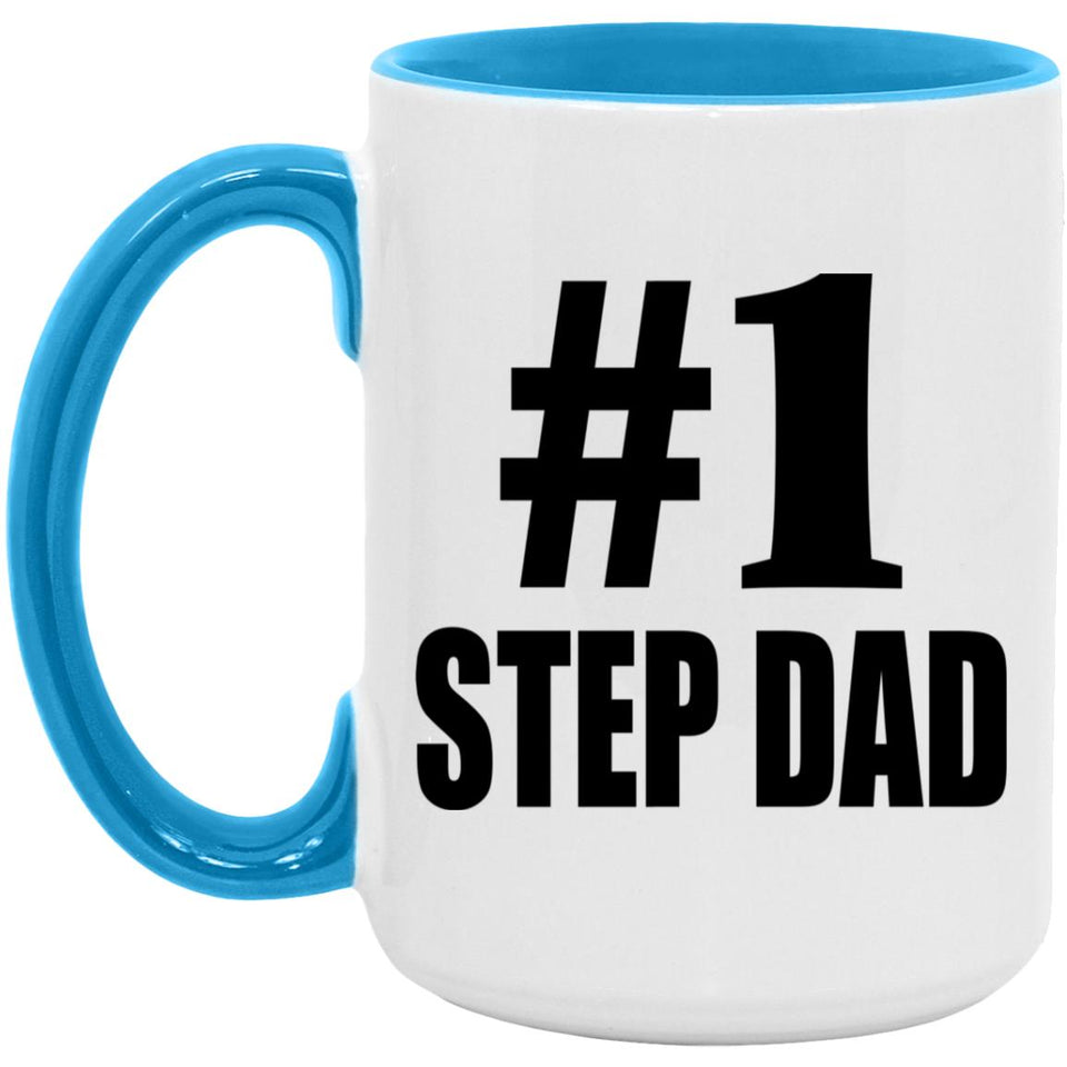 Number One #1 Step Dad - 15oz Accent Mug Blue