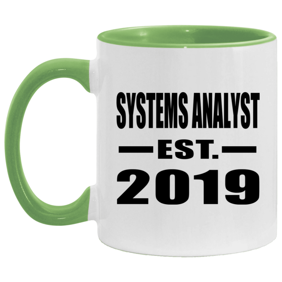 Systems Analyst Established EST. 2019 - 11oz Accent Mug Green
