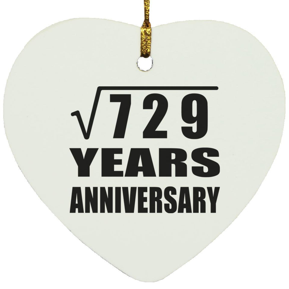 27th Anniversary Square Root of 729 Years Anniversary - Heart Ornament