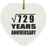 27th Anniversary Square Root of 729 Years Anniversary - Heart Ornament