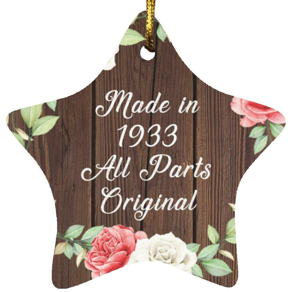 91st Birthday Made In 1933 All Parts Original - Star Ornament A