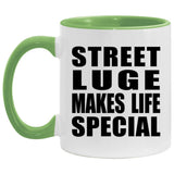 Street Luge Makes Life Special - 11oz Accent Mug Green
