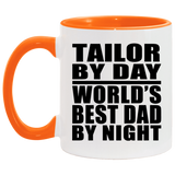 Tailor By Day World's Best Dad By Night - 11oz Accent Mug Orange