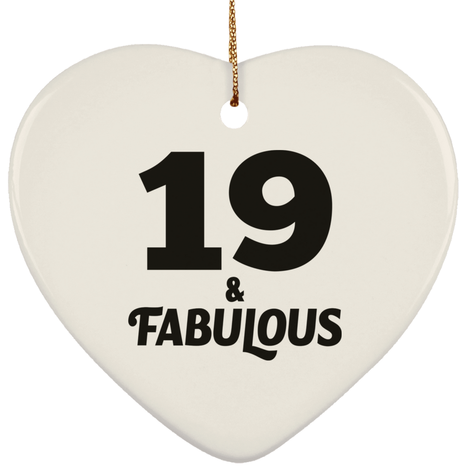 19th Birthday 19 & Fabulous - Heart Ornament