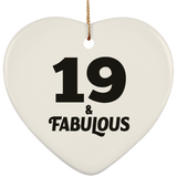 19th Birthday 19 & Fabulous - Heart Ornament