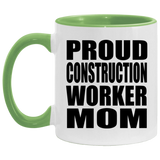 Proud Construction Worker Mom - 11oz Accent Mug Green