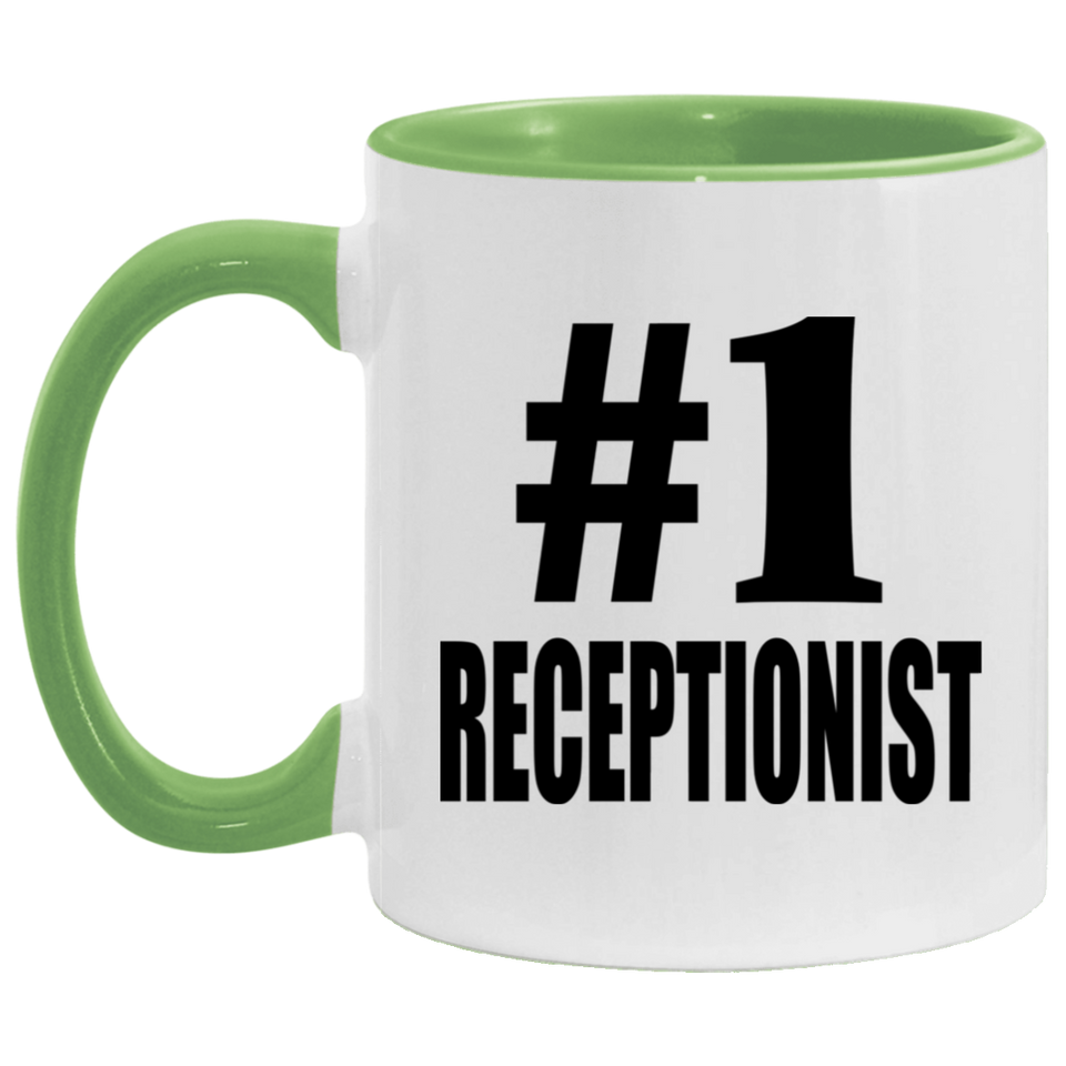 Number One #1 Receptionist - 11oz Accent Mug Green