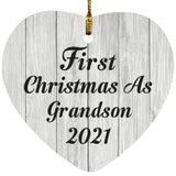 First Christmas As Grandson 2021 - Heart Ornament F