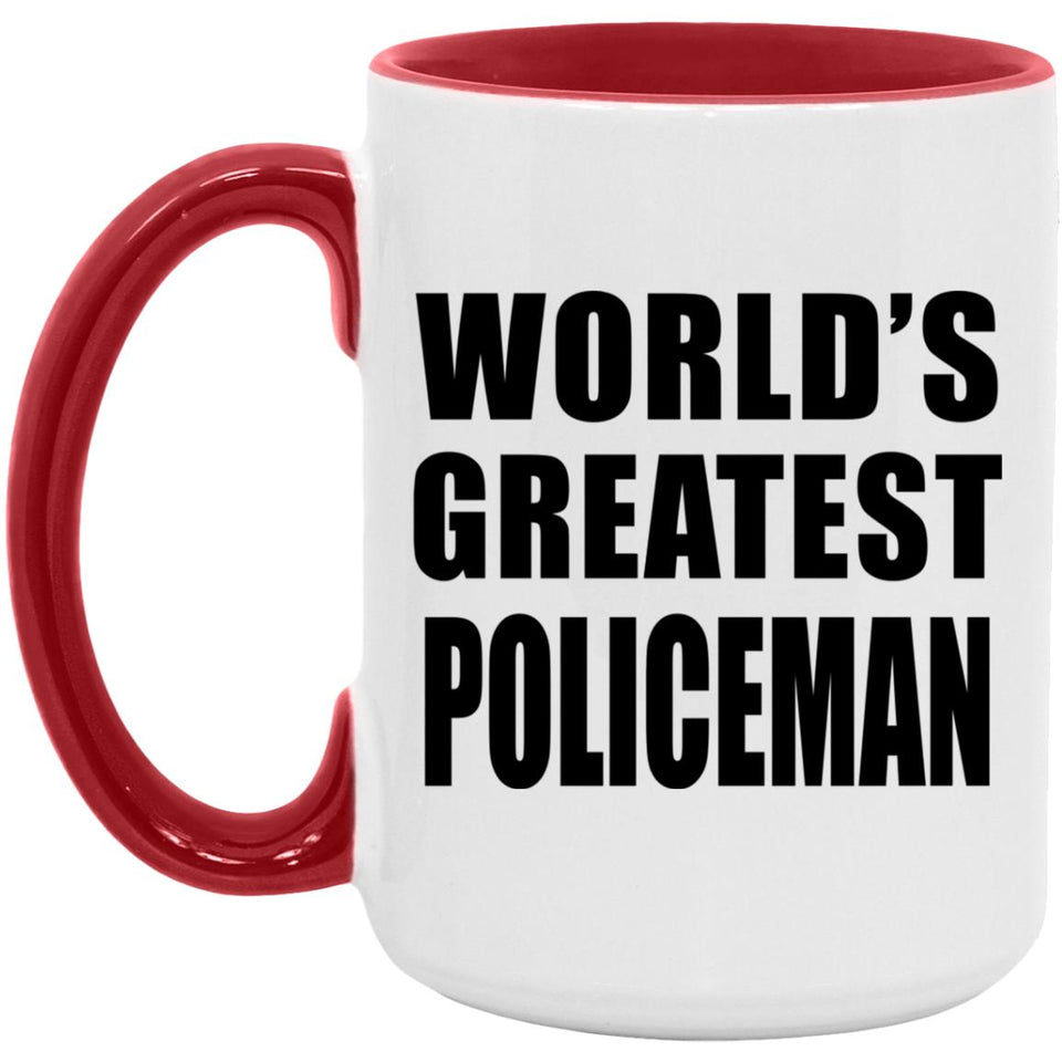 World's Greatest Policeman - 15oz Accent Mug Red