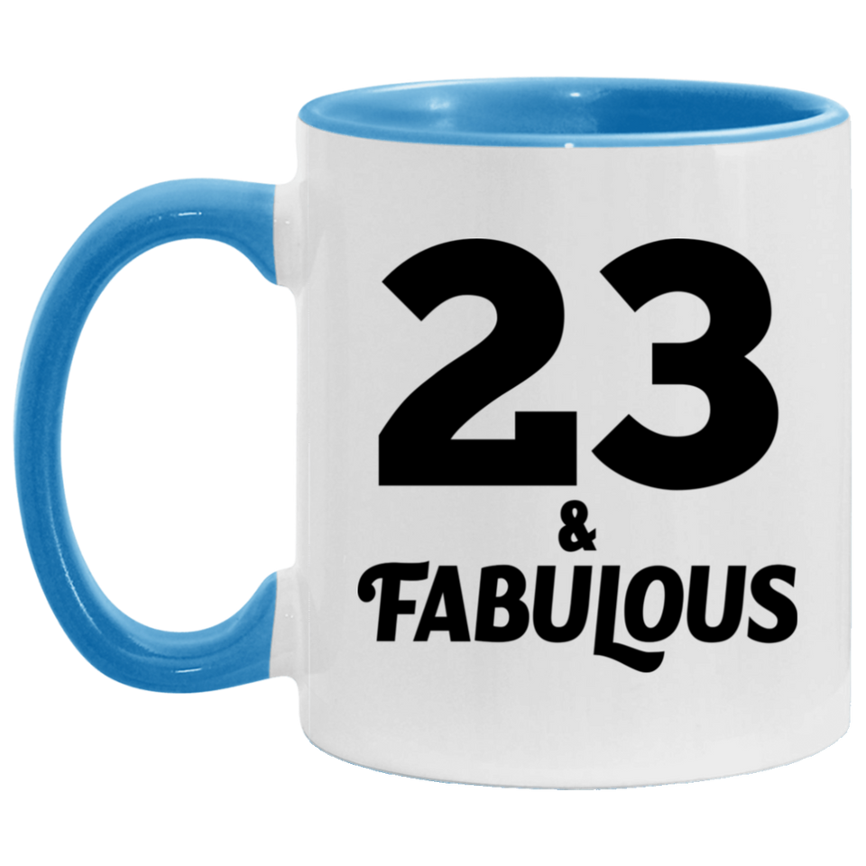 23rd Birthday 23 & Fabulous - 11oz Accent Mug Blue