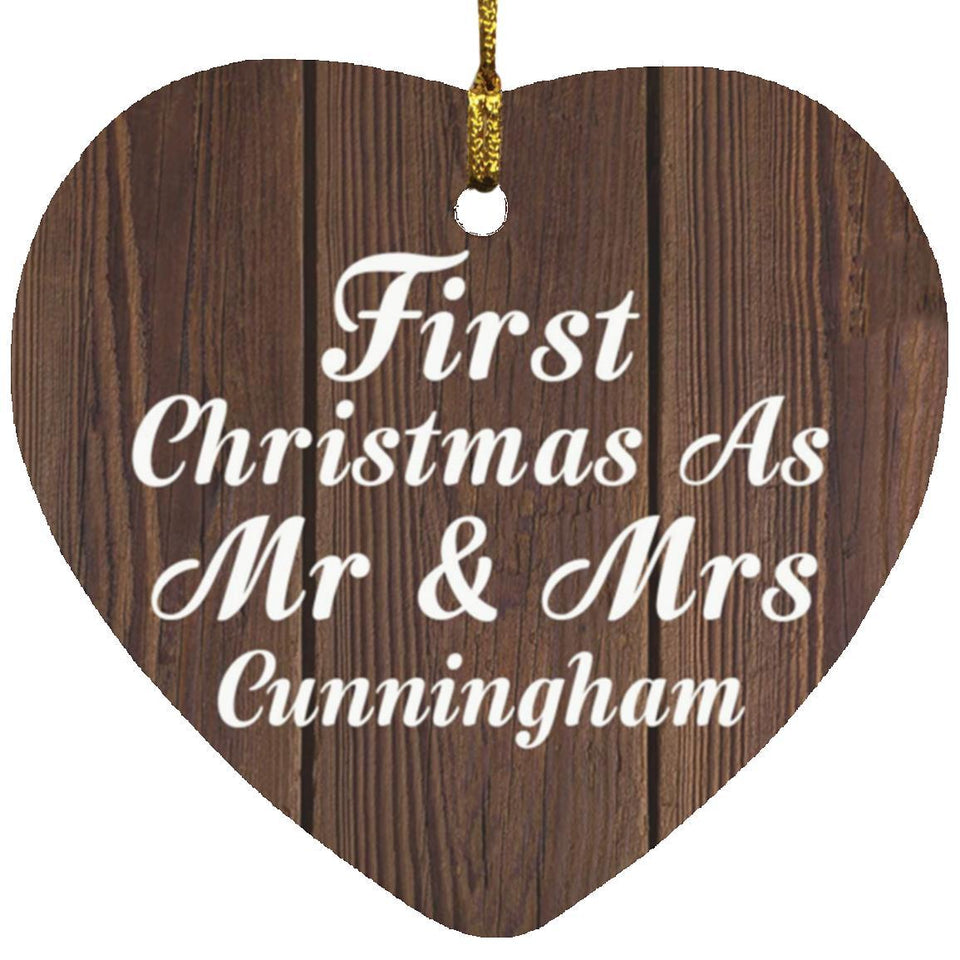 First Christmas As Mr & Mrs Cunningham - Heart Ornament D