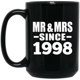 26th Anniversary Mr & Mrs Since 1998 - 15 Oz Coffee Mug Black