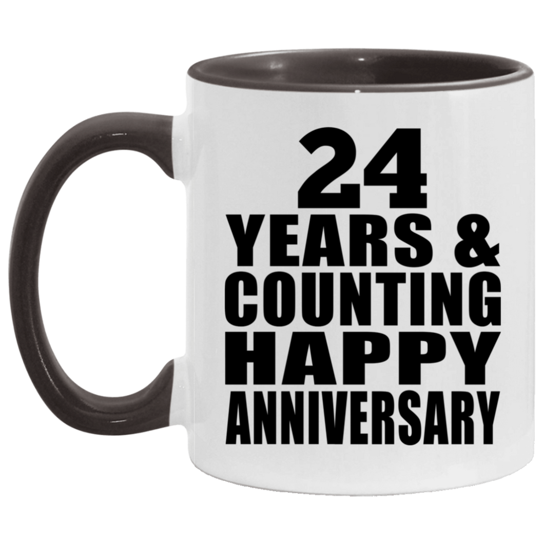 Happy 24th Anniversary 24 Years & Counting - 11oz Accent Mug Black
