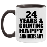 Happy 24th Anniversary 24 Years & Counting - 11oz Accent Mug Black